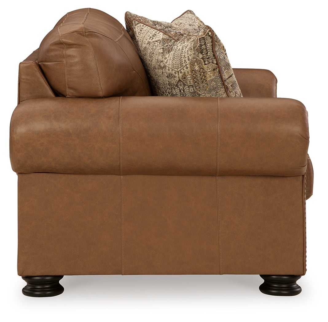 Carianna Caramel Sofa, Loveseat, Oversized Chair and Ottoman