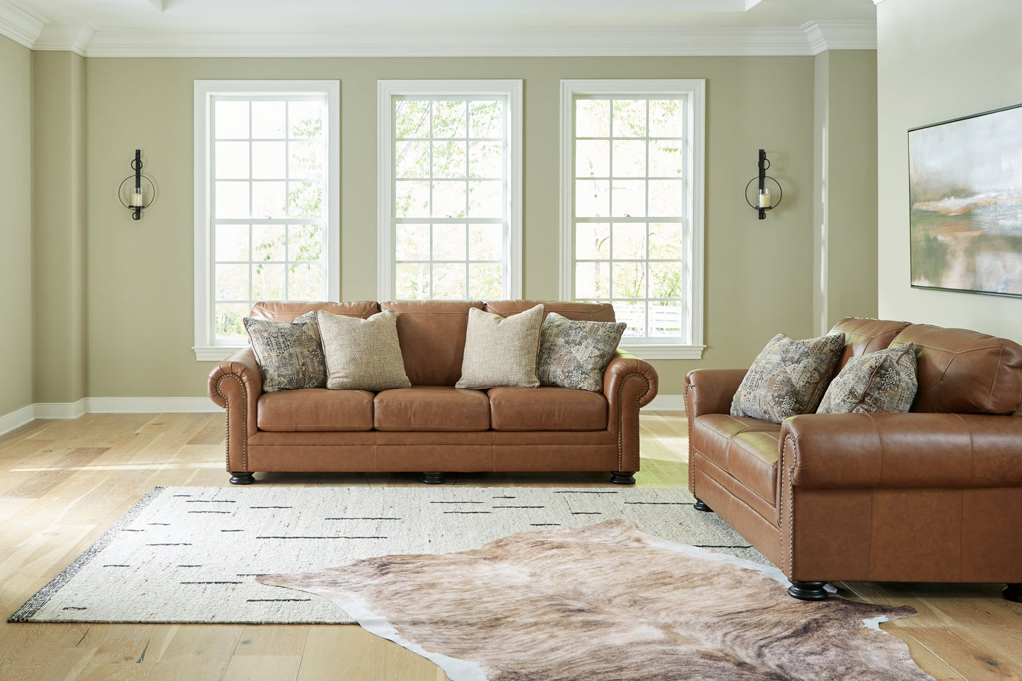 Carianna Caramel Sofa and Loveseat