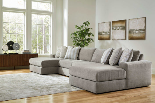 Avaliyah Ash Gray Chenille 4pc "U" Shape Double Chaise Sectional