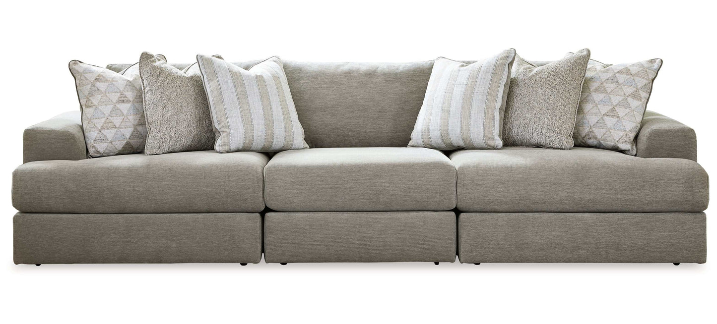 Avaliyah Ash Gray Chenille 3pc Sectional Sofa