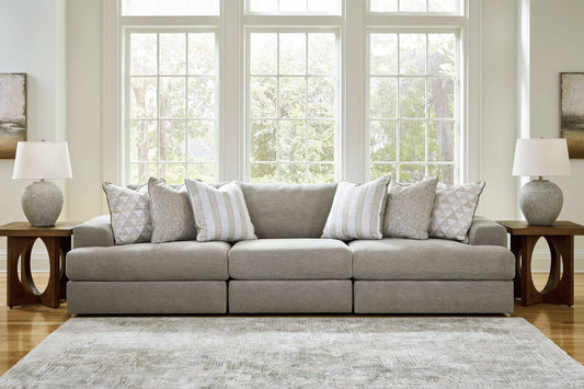 Avaliyah Ash Gray Chenille 3pc Sectional Sofa