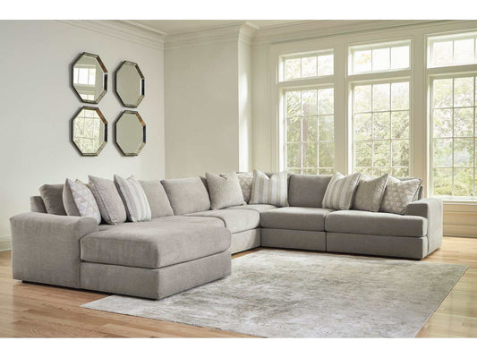 Avaliyah Ash Gray Chenille 6pc LAF Chaise Sectional