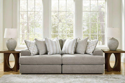 Avaliyah Ash Gray Chenille 2pc Sectional Loveseat