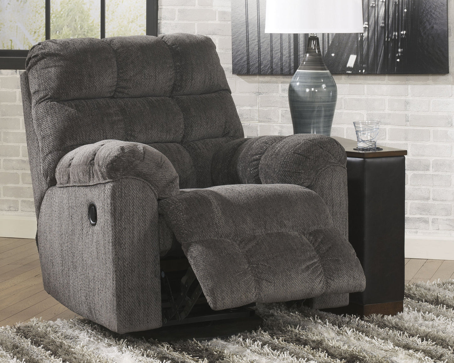 Acieona Gray Reclining Sofa with Recliner