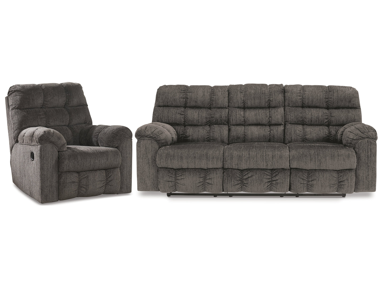 Acieona Gray Reclining Sofa with Recliner