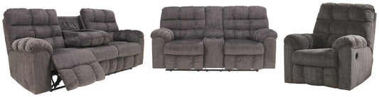 Acieona Gray Reclining Sofa, Loveseat and Recliner