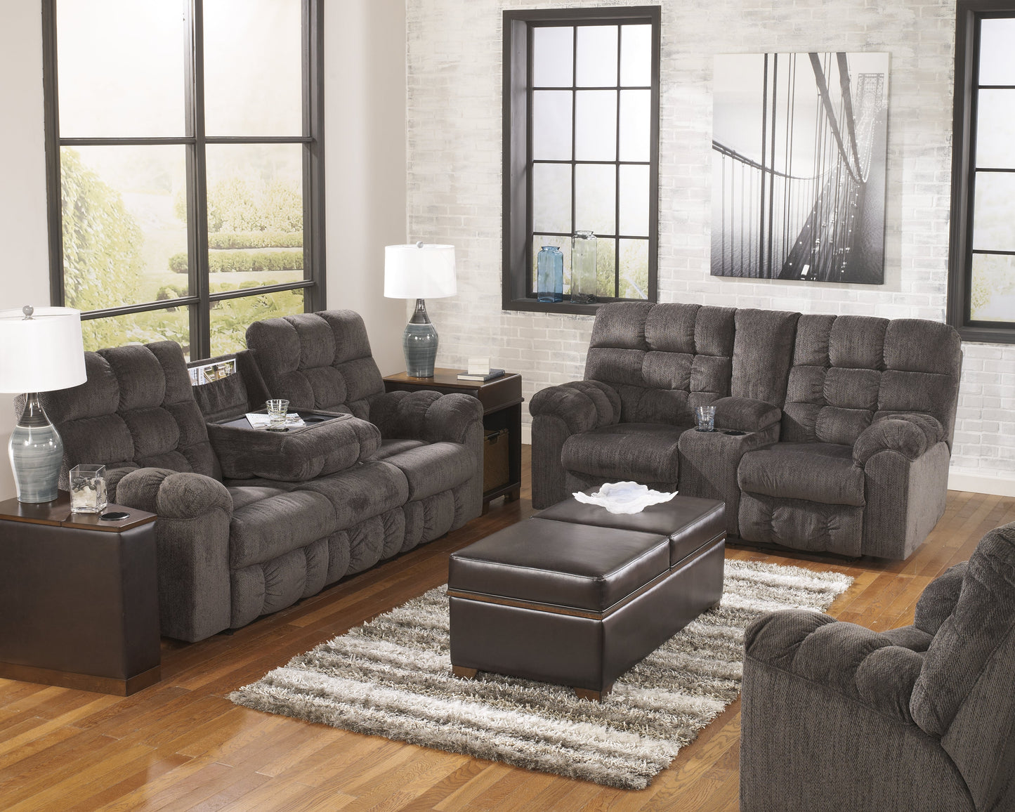 Acieona Gray Reclining Sofa with Loveseat