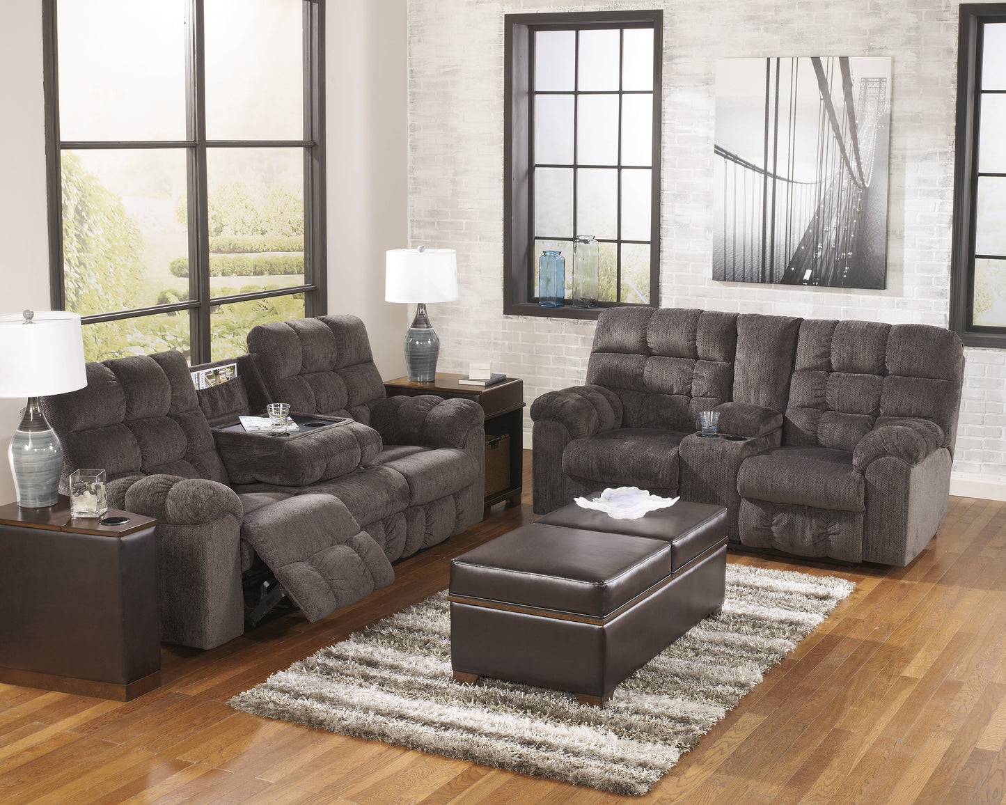 Acieona Gray Reclining Sofa with Loveseat