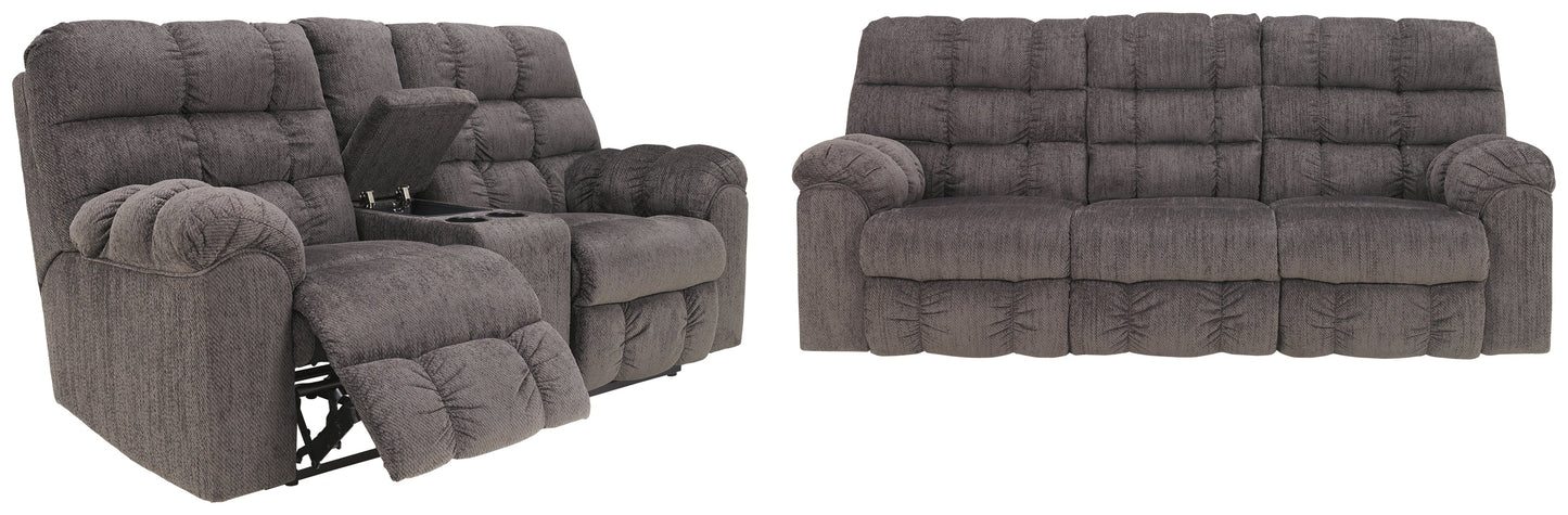 Acieona Gray Reclining Sofa with Loveseat