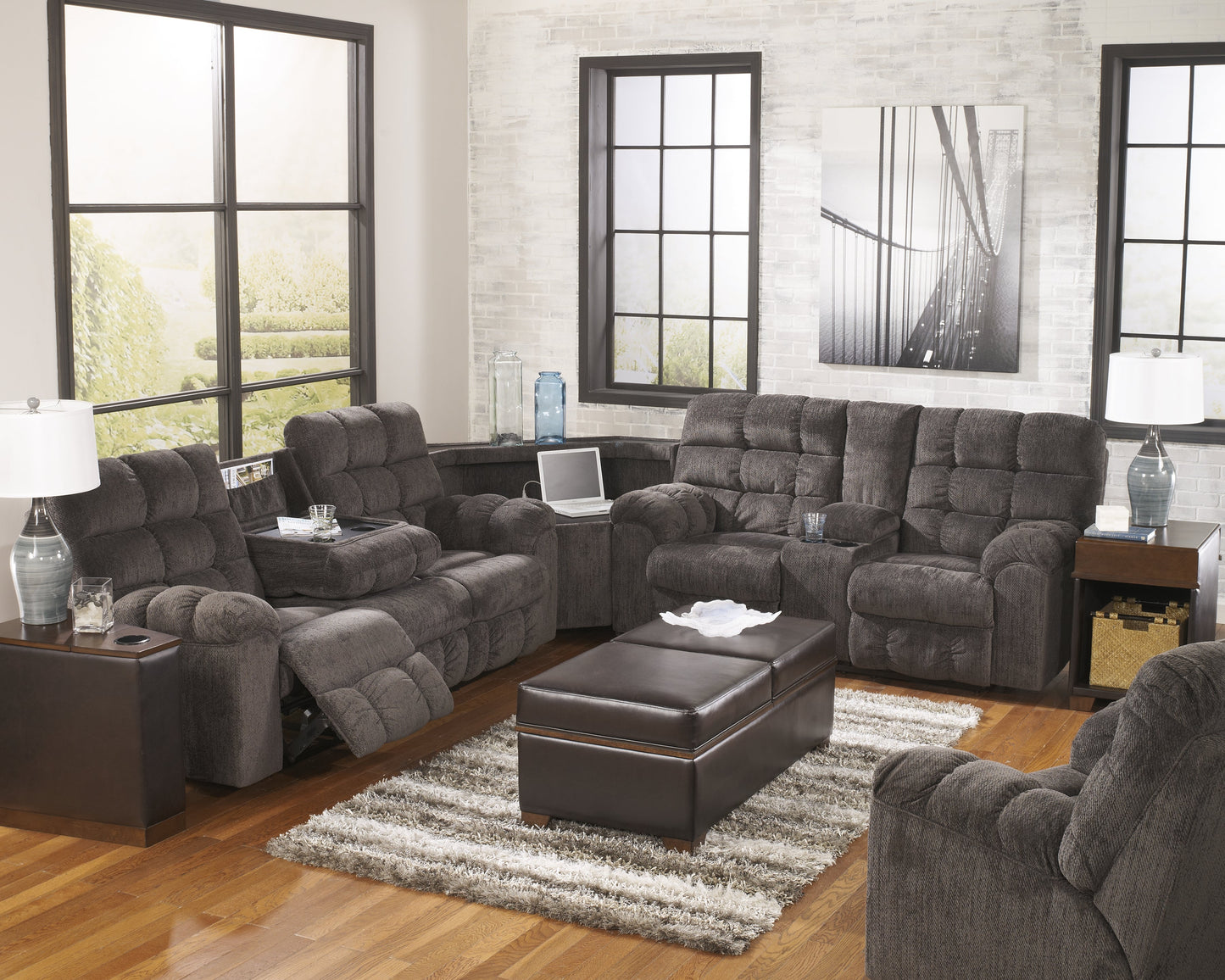 Acieona Slate 3-Piece Reclining Sectional