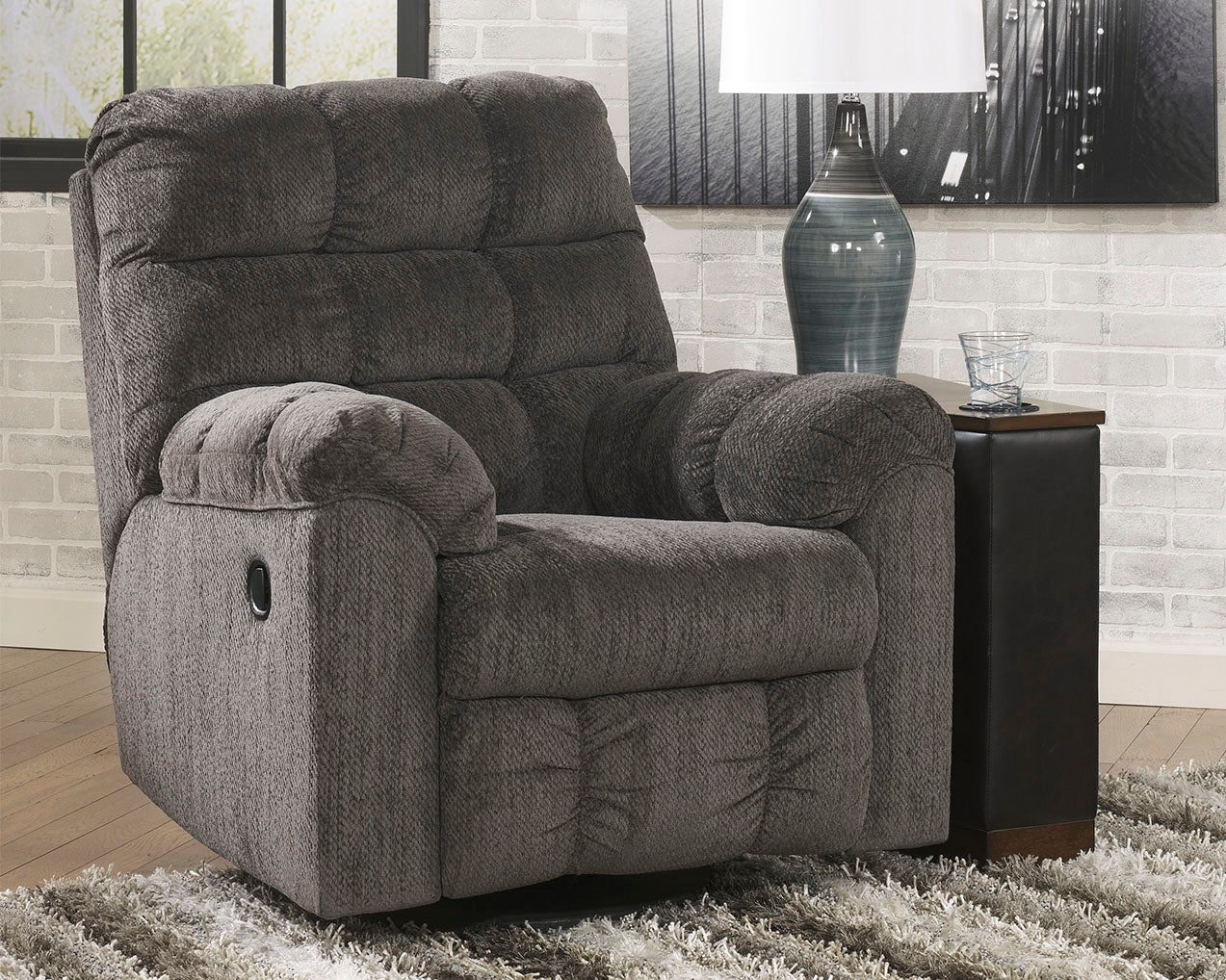 Acieona Gray Reclining Sofa with Recliner