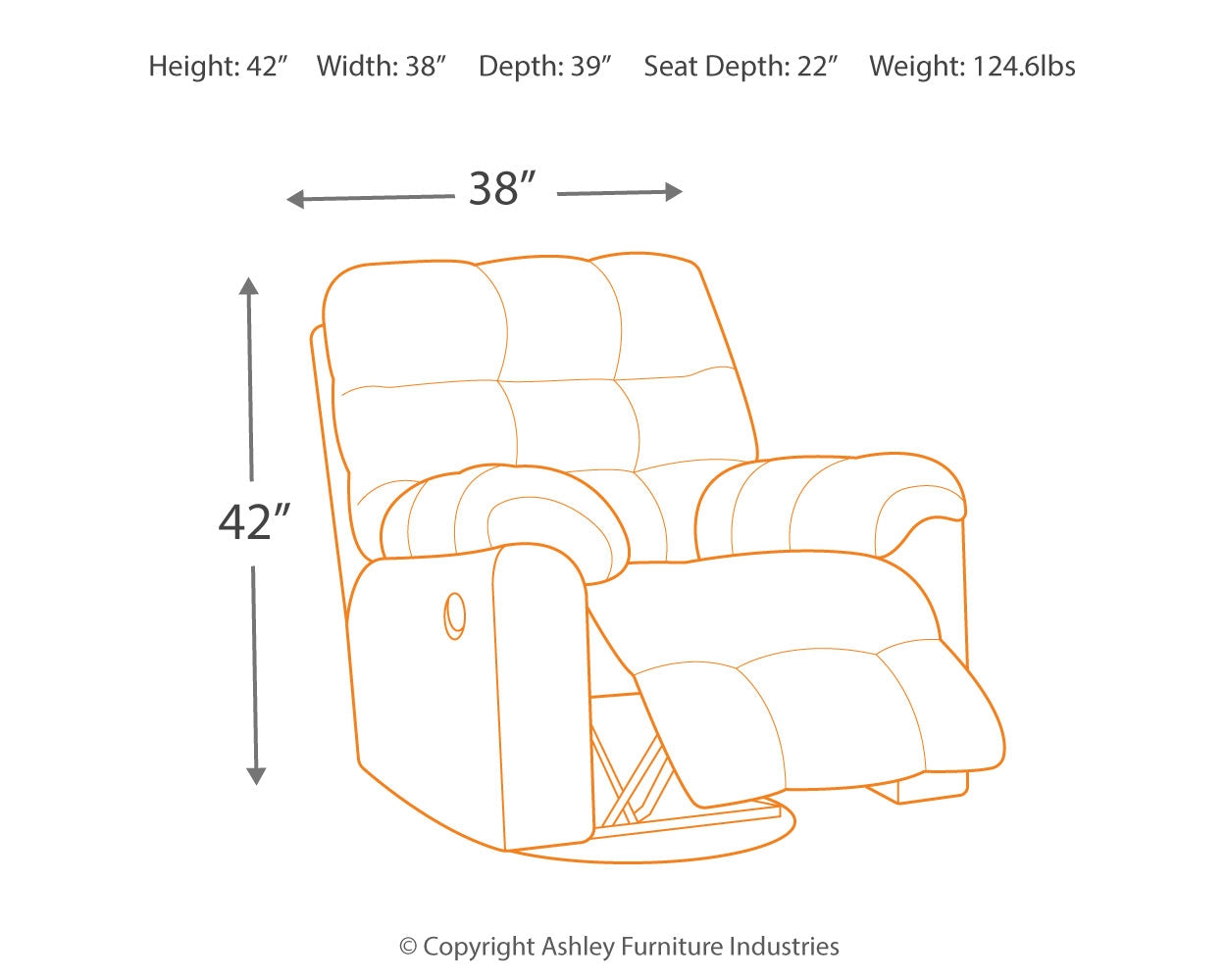 Acieona Gray Reclining Sofa with Recliner