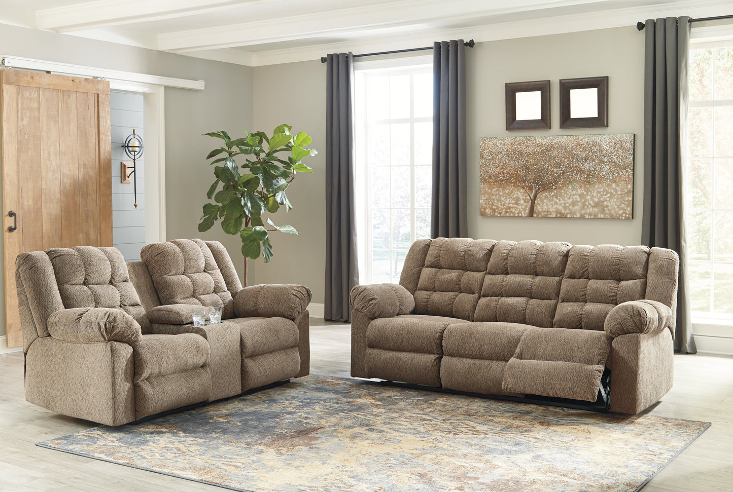 Workhorse Cocoa Reclining Sofa and Loveseat