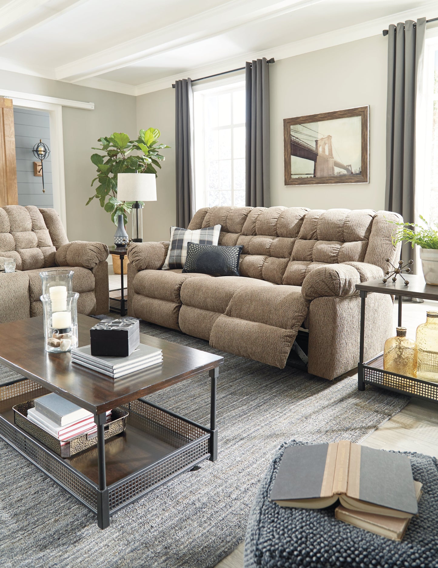 Workhorse Cocoa Reclining Sofa and Loveseat