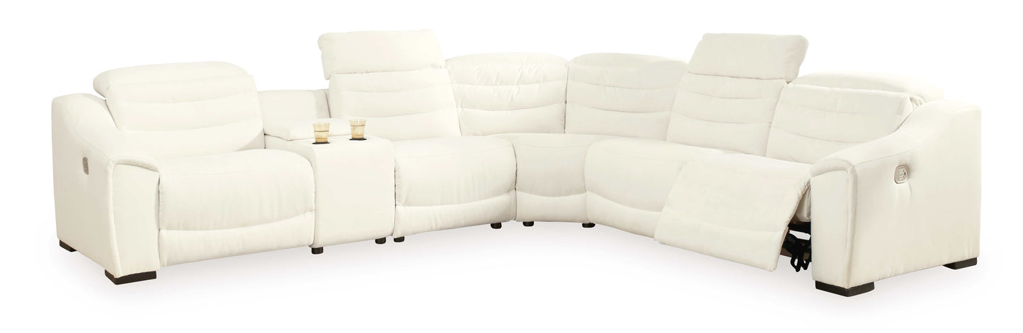 Next-Gen Gaucho Chalk Faux Leather 6pc Power Reclining Sectional