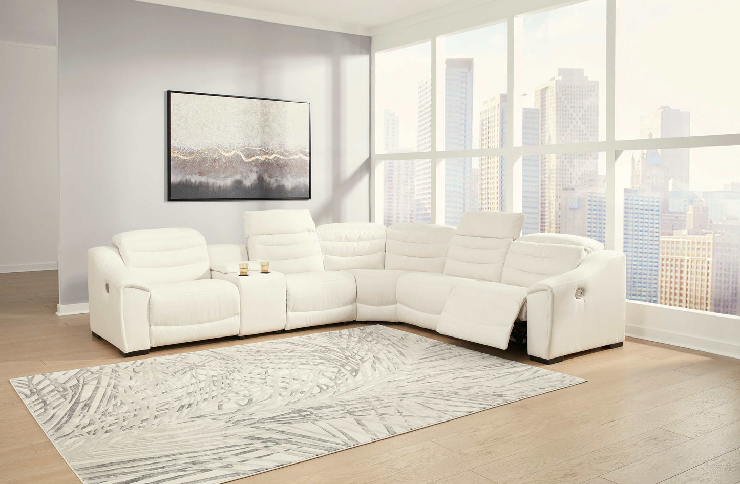 Next-Gen Gaucho Chalk Faux Leather 6pc Power Reclining Sectional