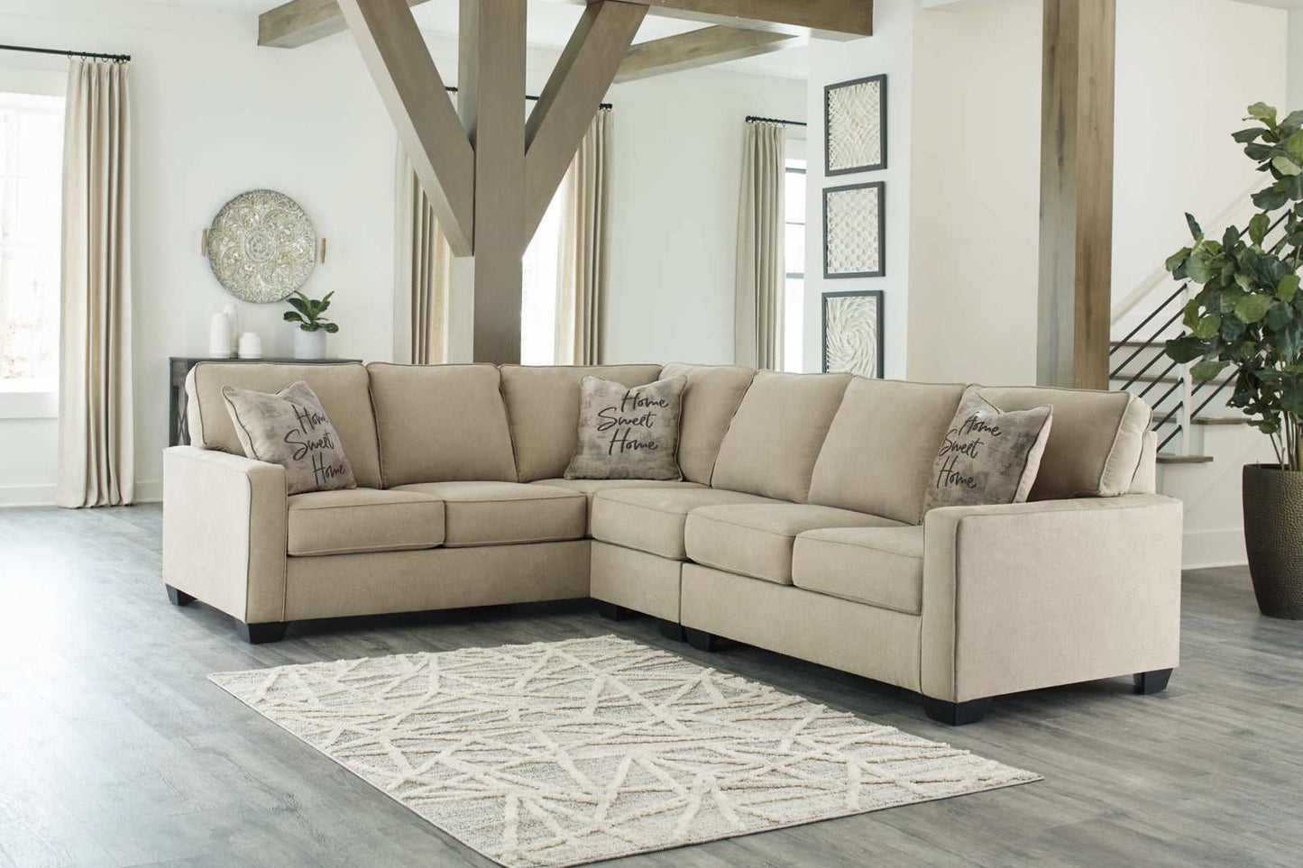 Lucina Quartz Beige 3pc RAF Sectional Sofa