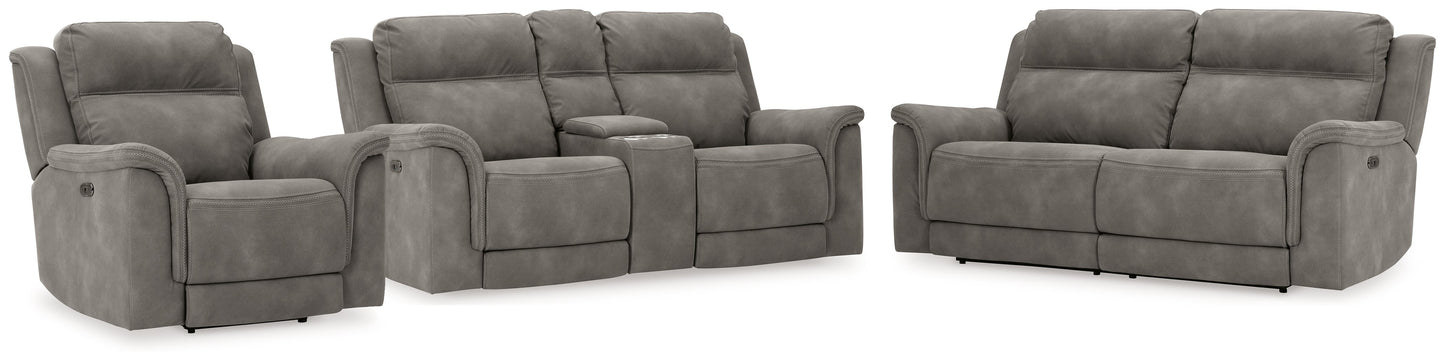 Next-Gen DuraPella Gray Power Reclining Sofa, Loveseat and Recliner