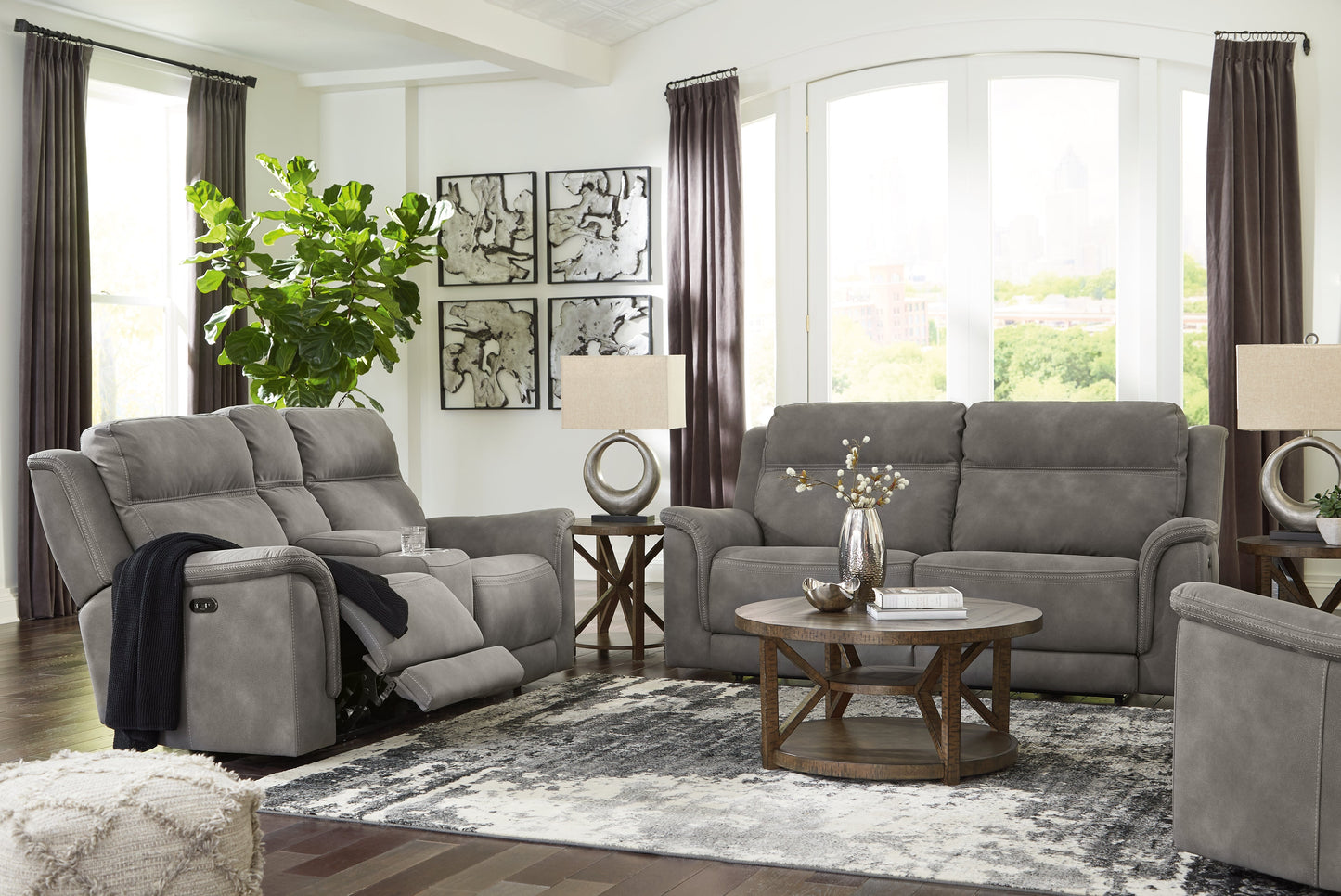 Next-Gen DuraPella Gray Power Reclining Sofa, Loveseat and Recliner