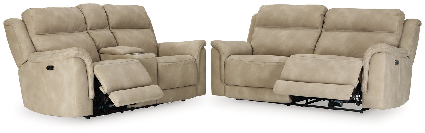 Next-Gen DuraPella Sand Power Reclining Sofa and Loveseat