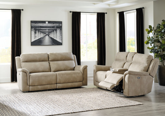 Next-Gen DuraPella Sand Power Reclining Sofa and Loveseat