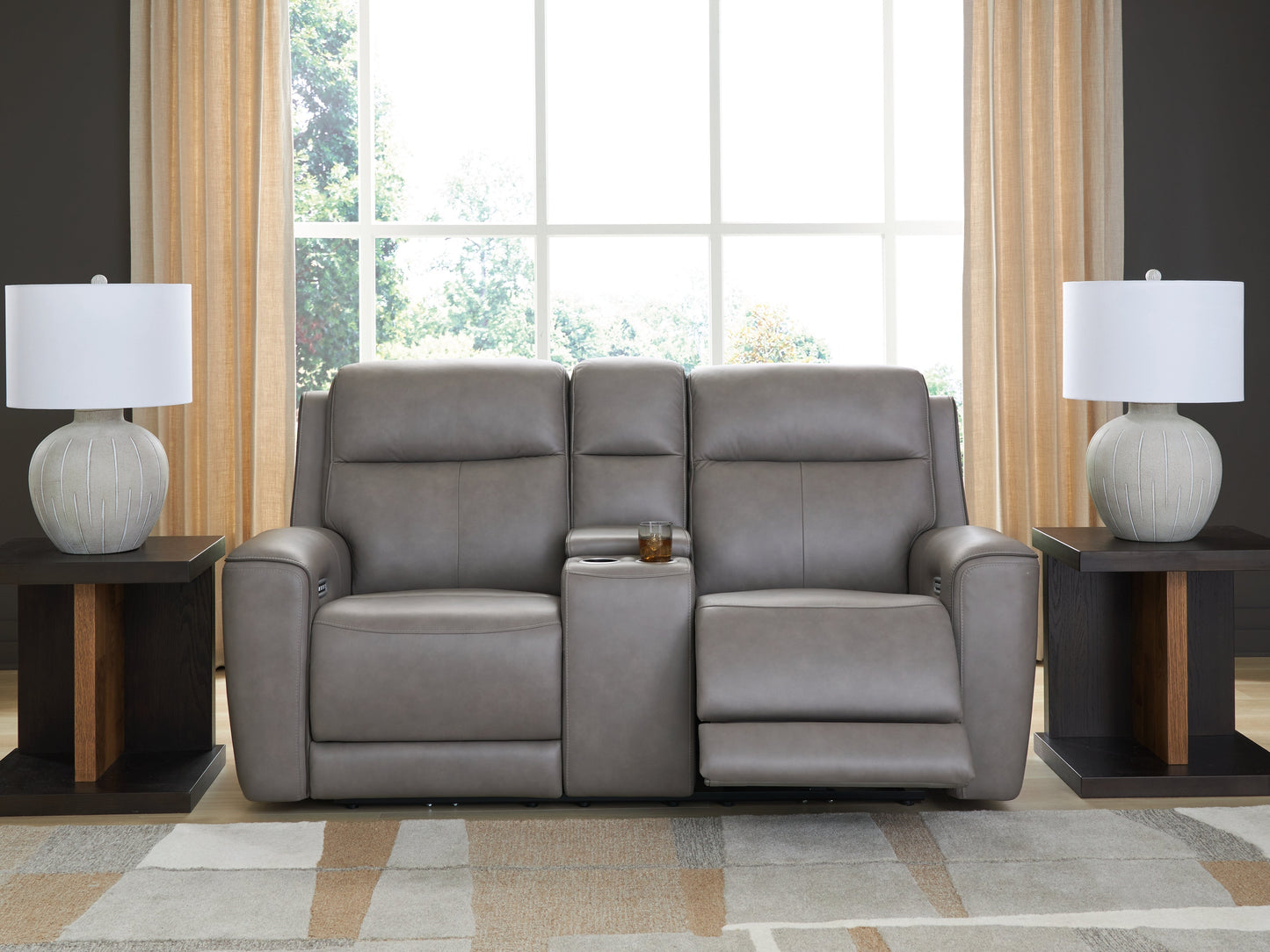 5Z-Comfort Coin Power Reclining Loveseat with Console - Ornate Home