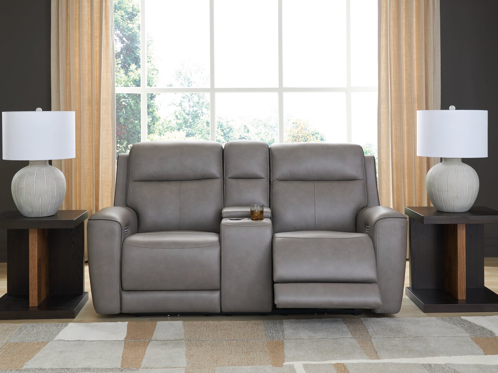 5Z-Comfort Coin Power Reclining Loveseat with Console - Ornate Home