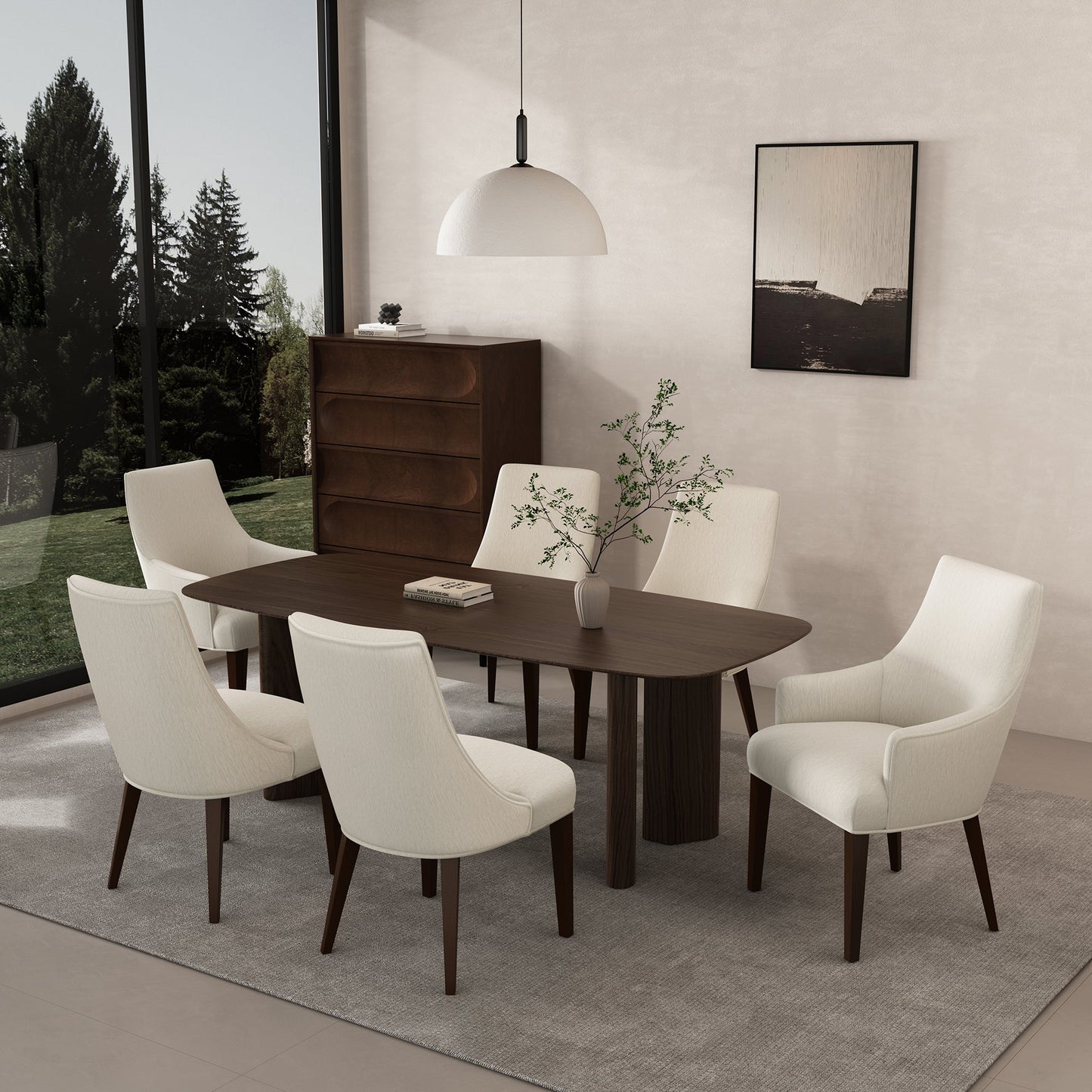 6-Piece Beever Dining Chair and Arm Chair in Cream - Ornate Home