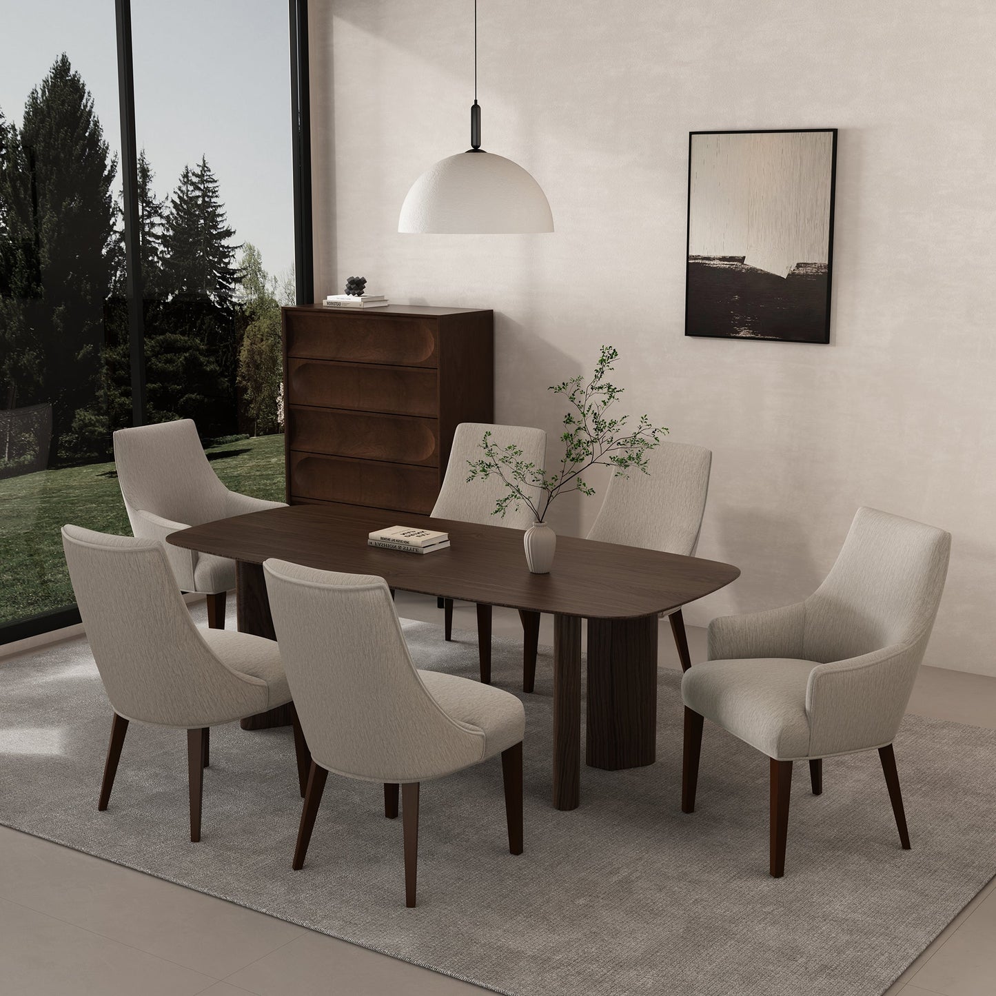 6-Piece Beever Dining Chair and Arm Chair in Taupe - Ornate Home