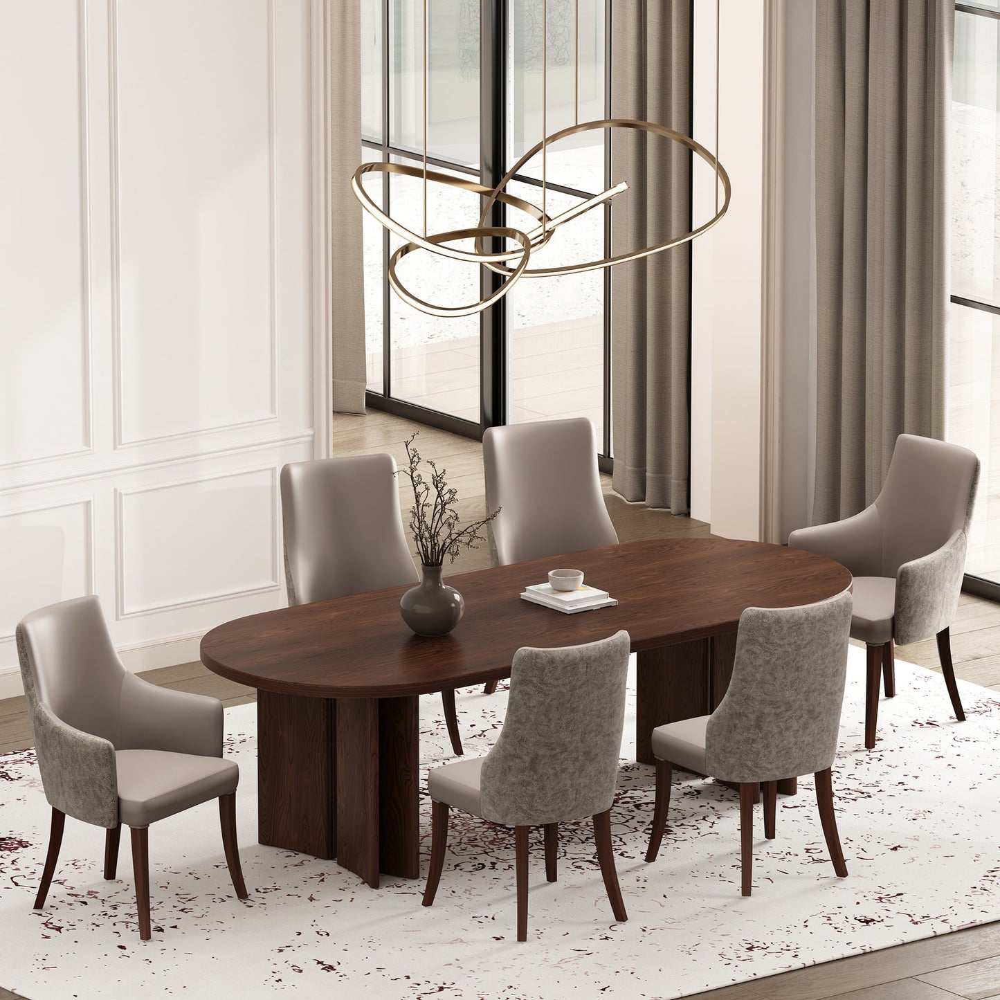 6-Piece Connie Dining Chair and Arm Chair in Taupe - Ornate Home