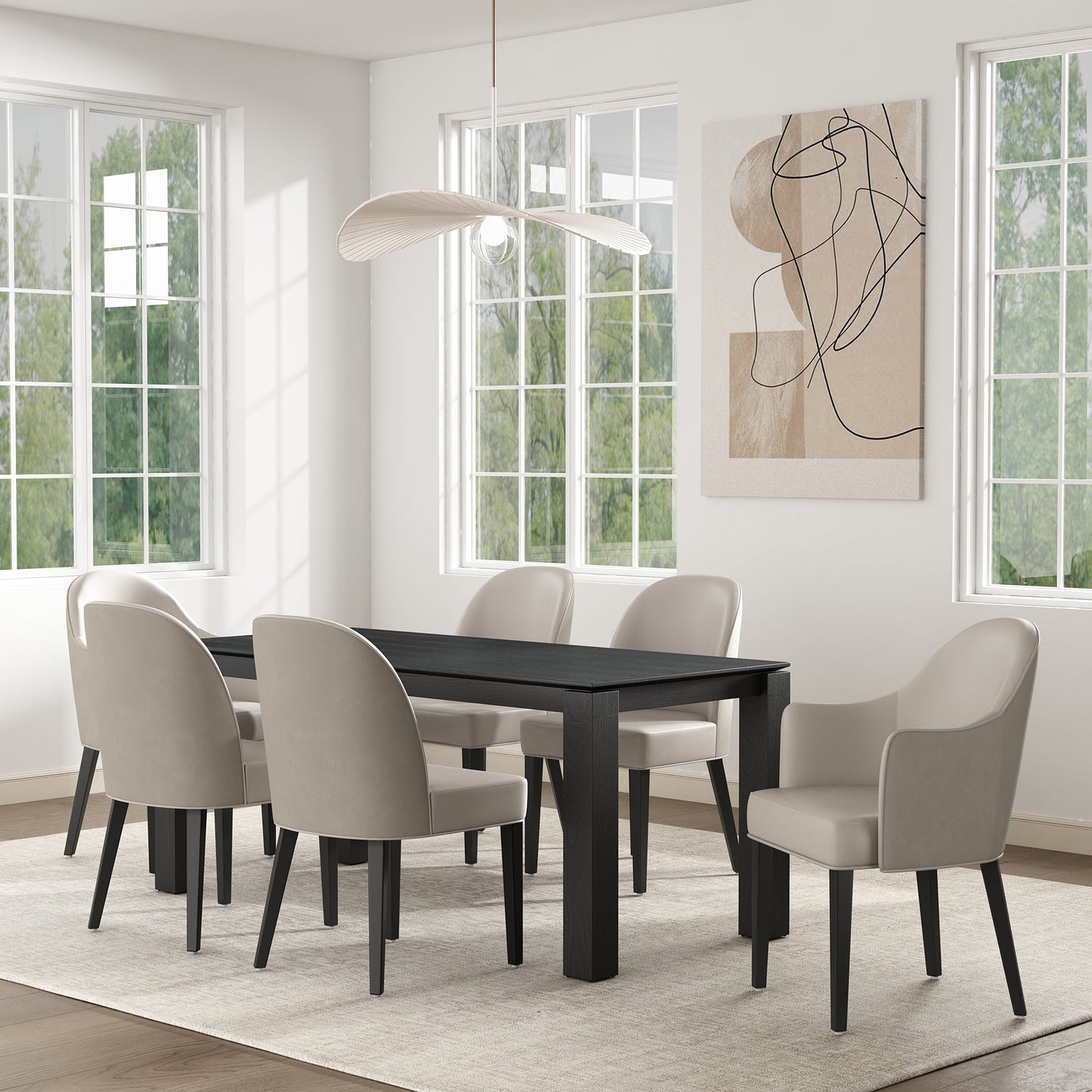 6-Piece Hillman Dining Chair and Arm Chair in Light Grey - Ornate Home