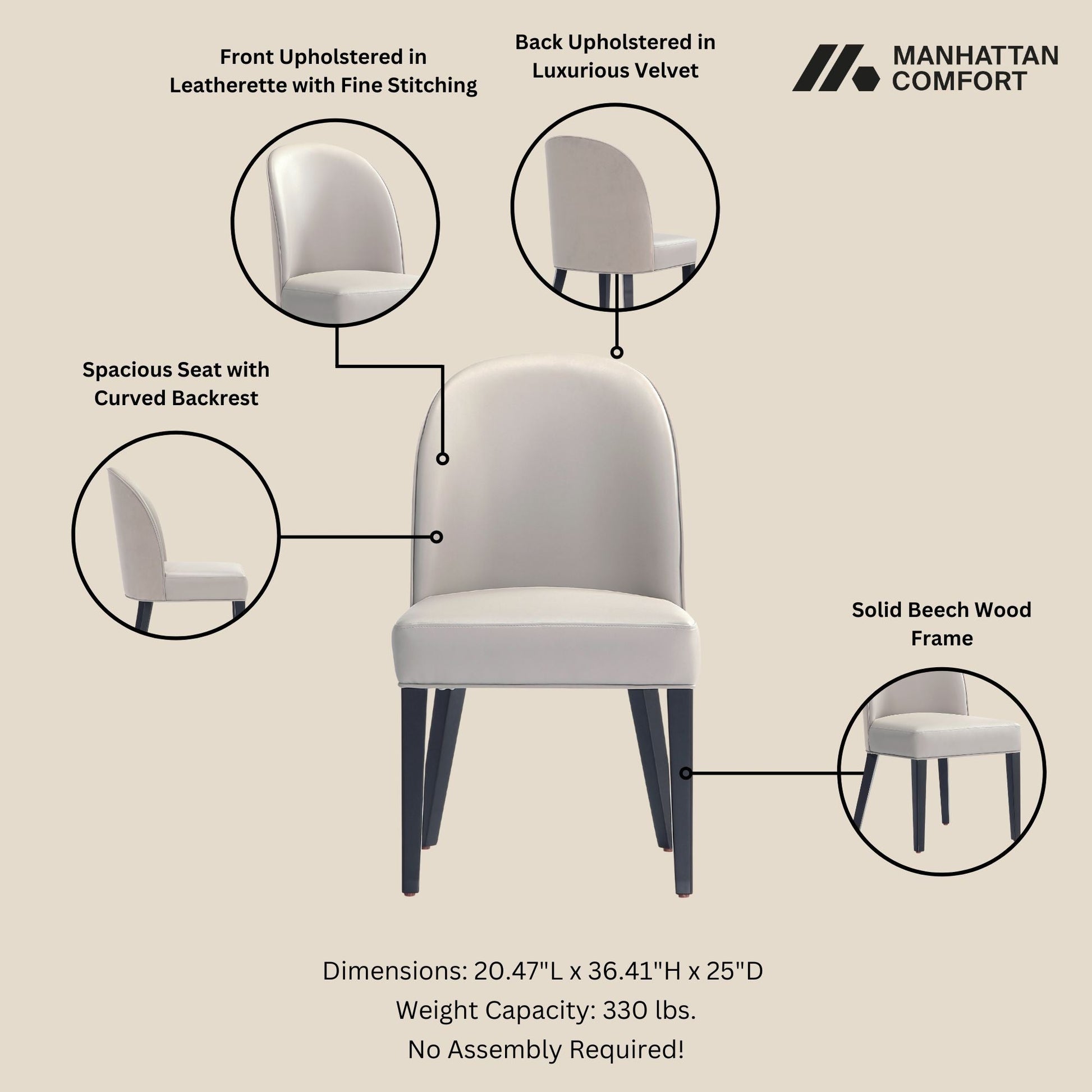 6-Piece Hillman Dining Chair and Arm Chair in Light Grey - Ornate Home