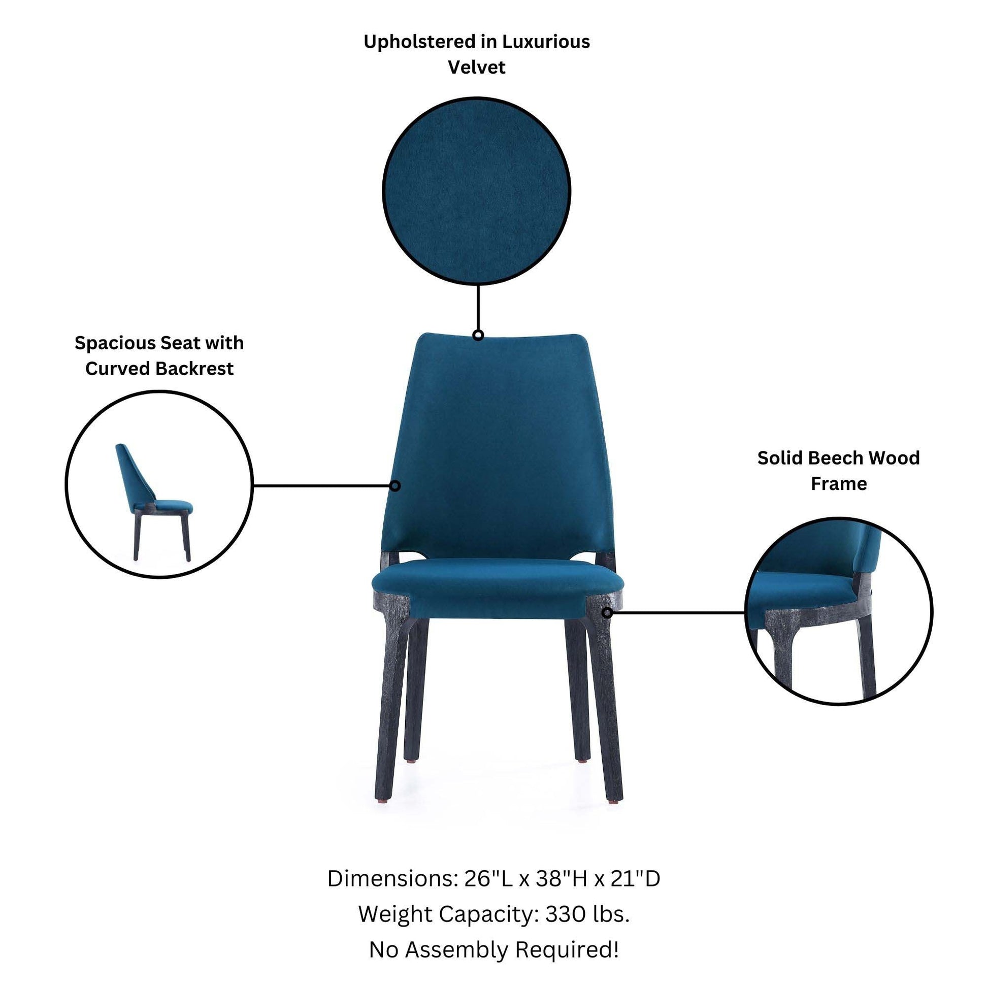 6-Piece Kara Dining Side and Arm Chairs in Blue - Ornate Home