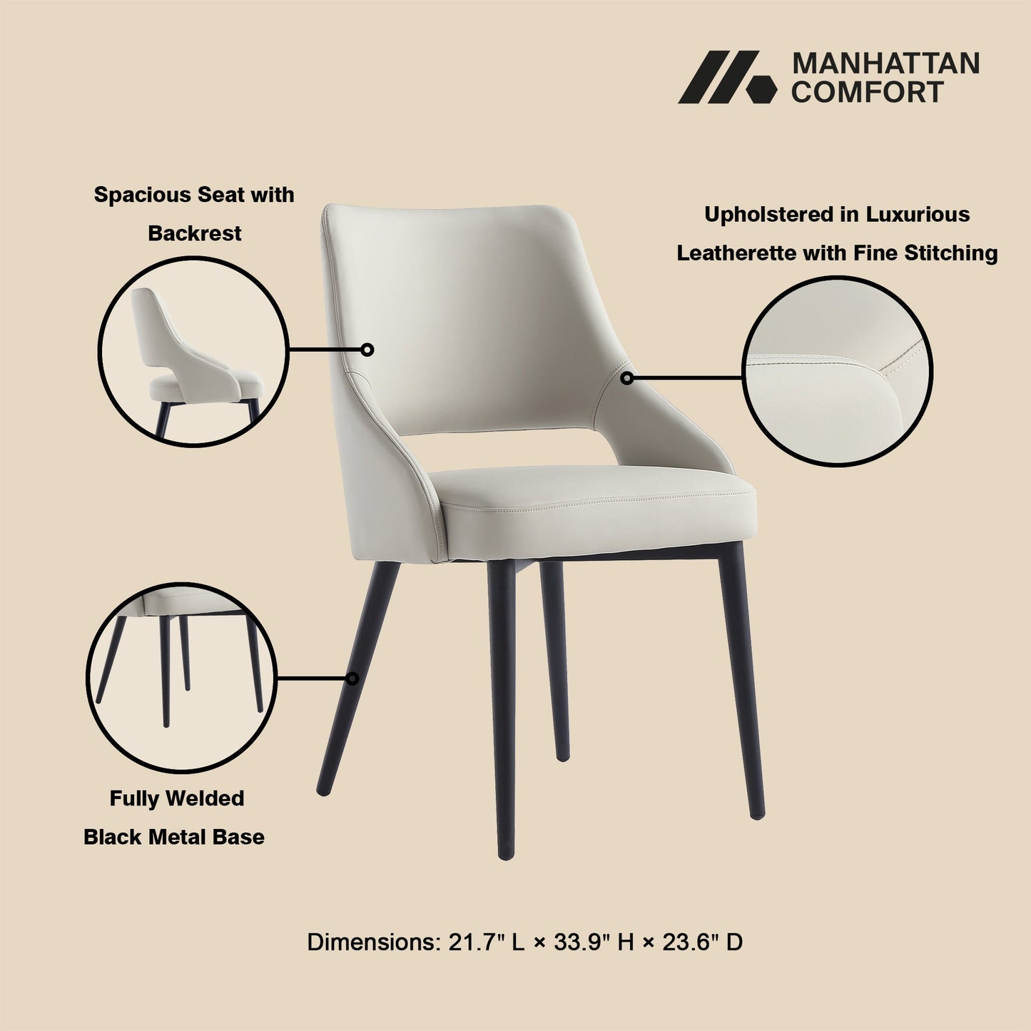 6-Piece Tremont Dining Chair in Stone - Ornate Home