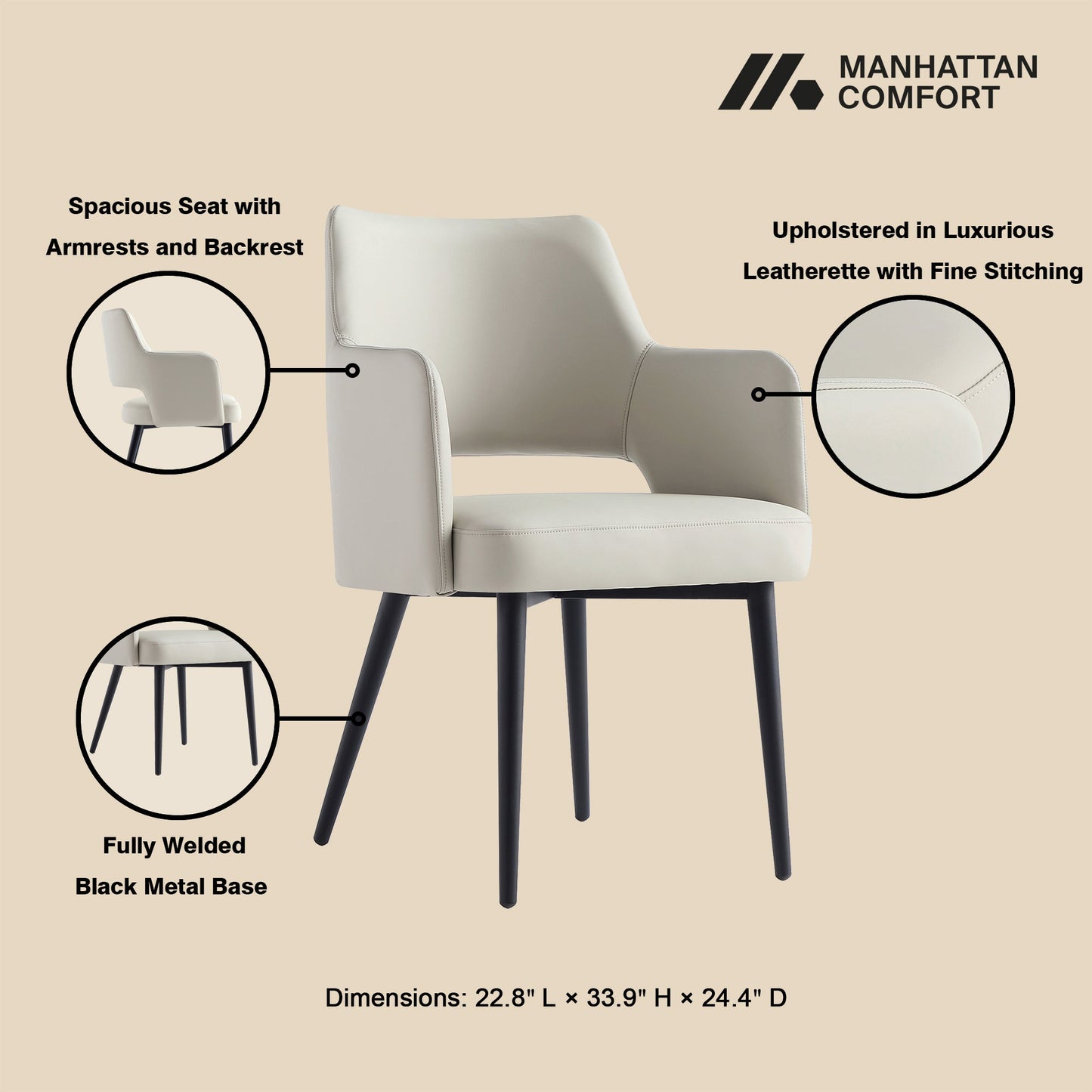 6-Piece Tremont Dining Chair in Stone - Ornate Home