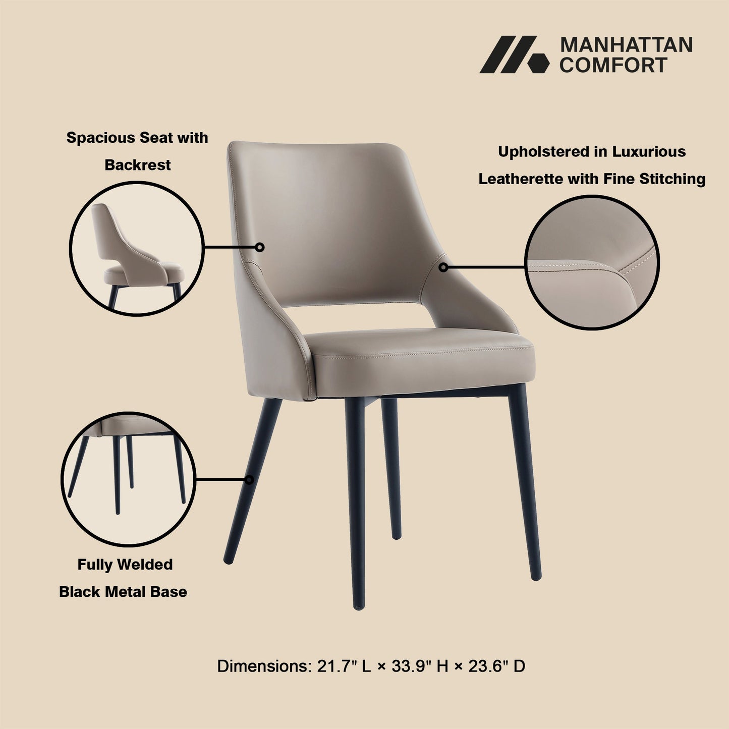 6-Piece Tremont Dining Chair in Taupe - Ornate Home