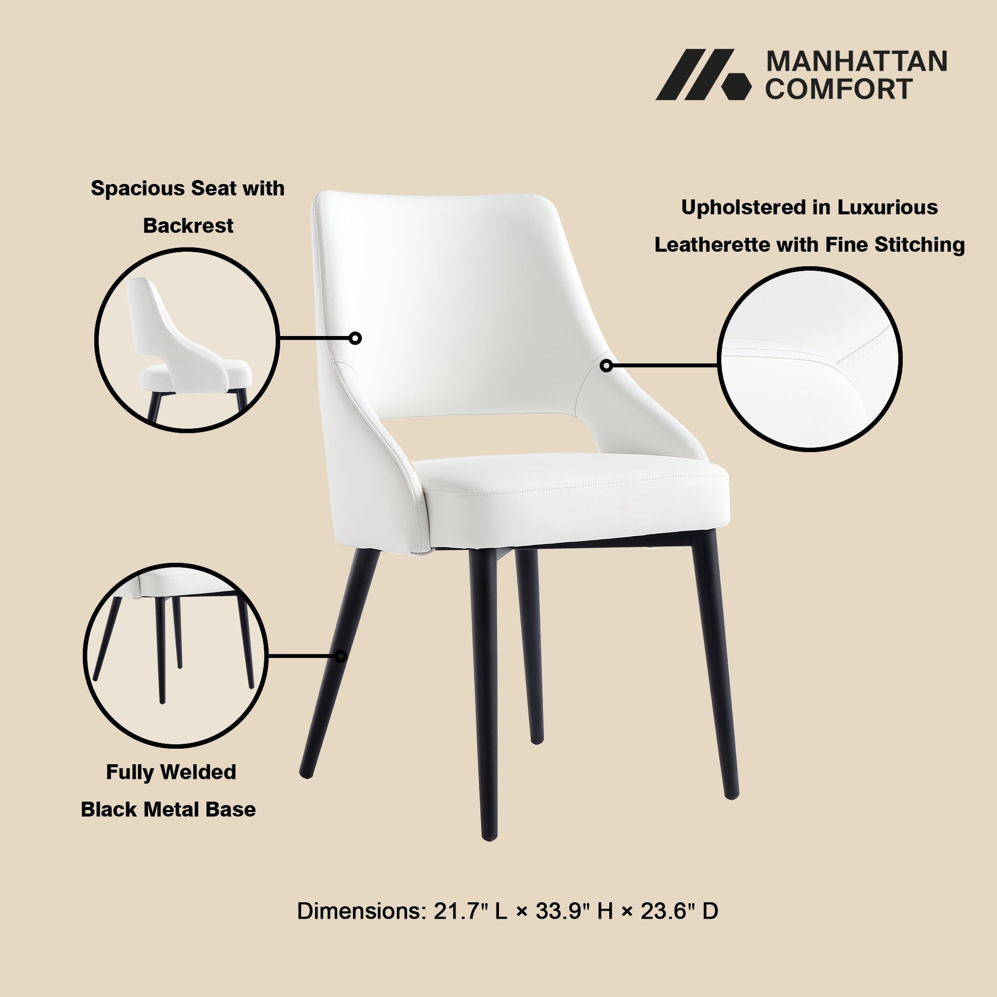 6-Piece Tremont Dining Chair in White - Ornate Home