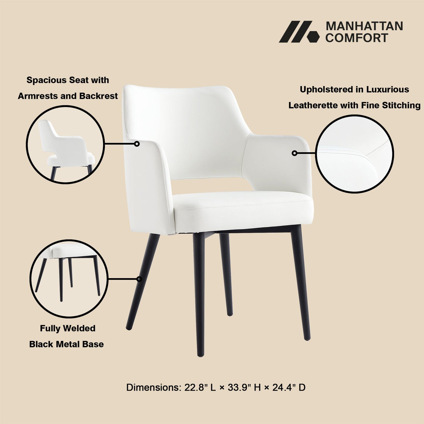 6-Piece Tremont Dining Chair in White - Ornate Home