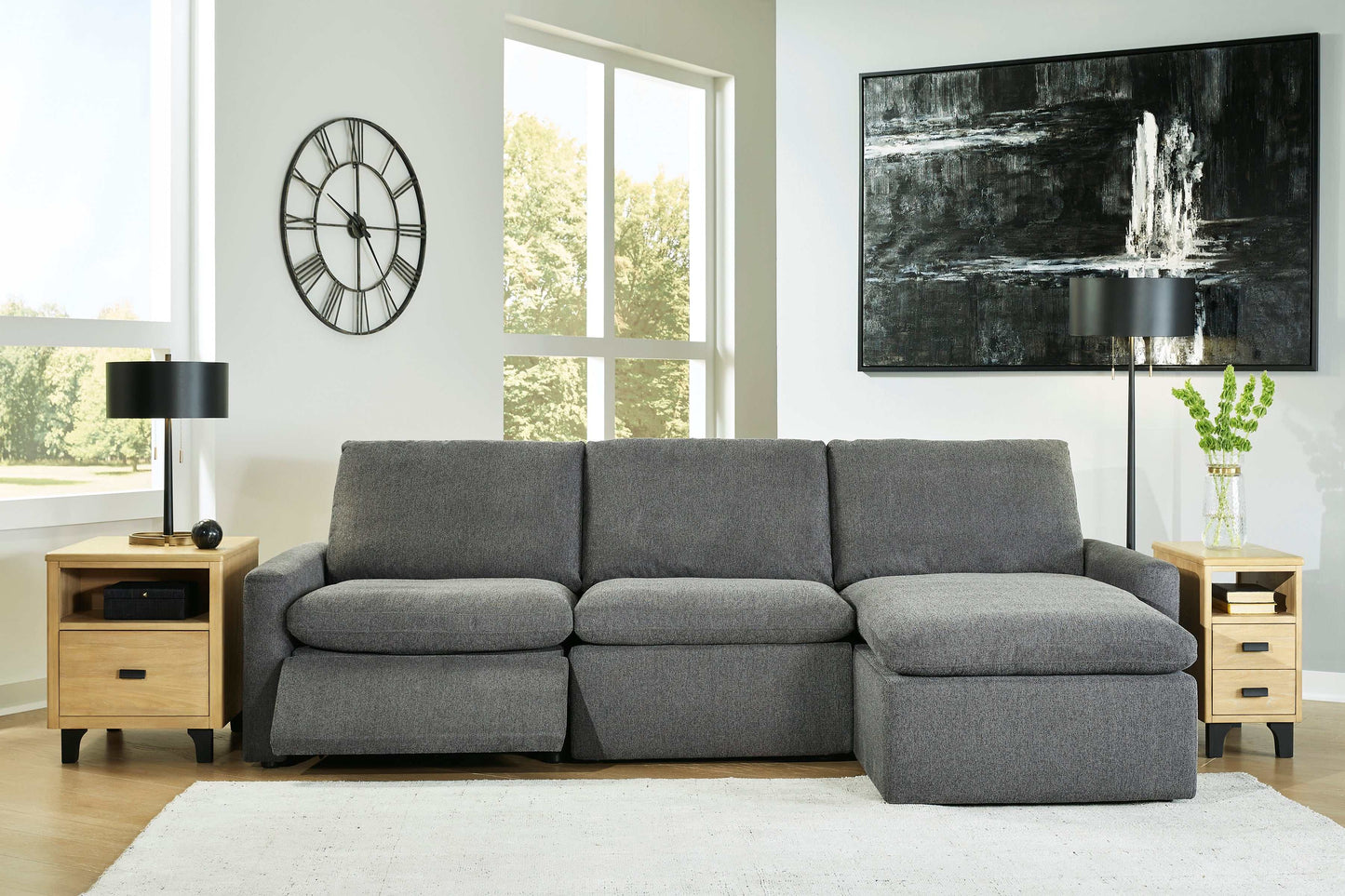 Hartsdale Granite 3pc Power Reclining Sectional w/ RAF Chaise