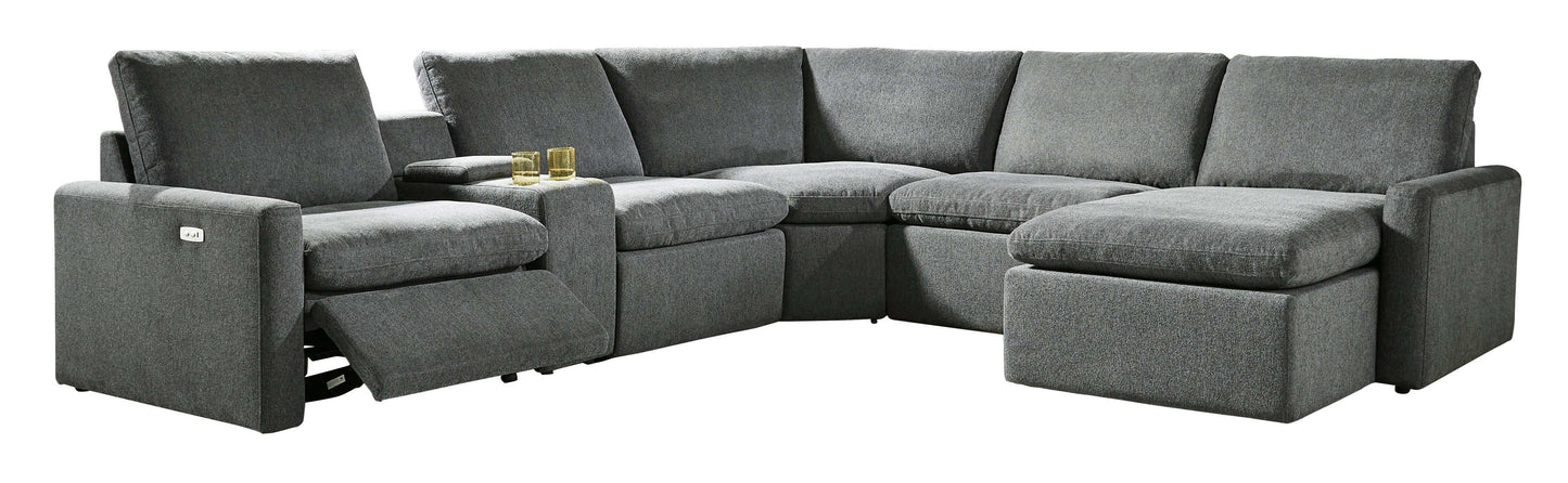 Hartsdale Granite 6pc Power Reclining Sectional w/ RAF Chaise