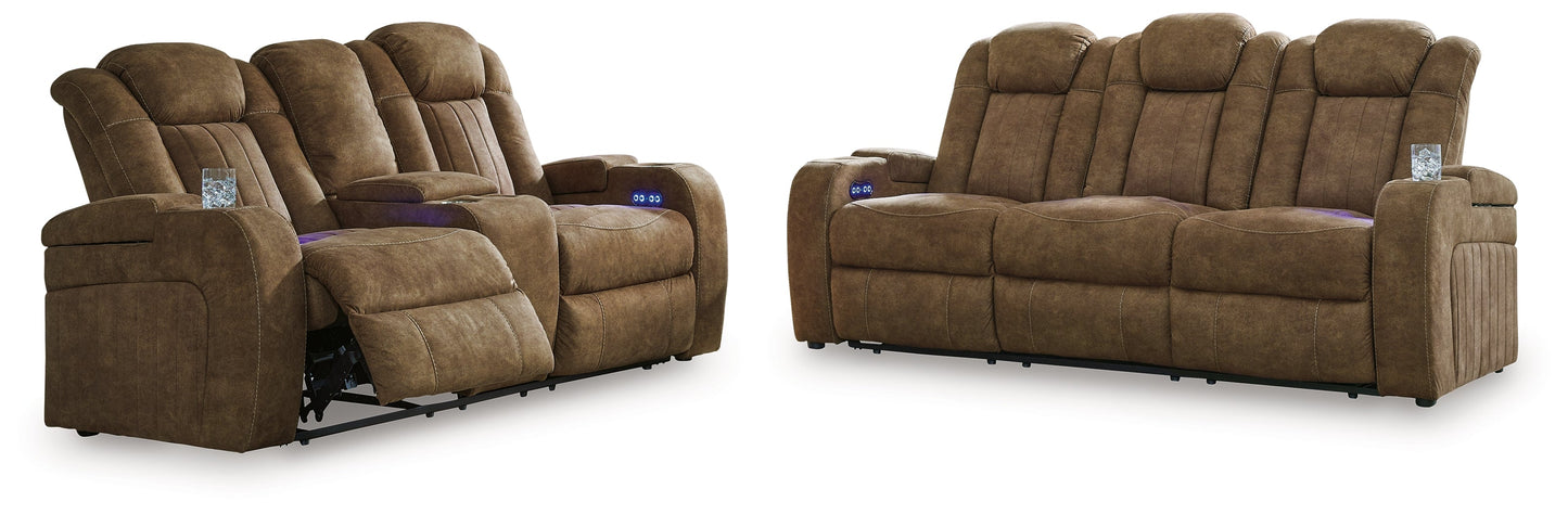 Wolfridge Brown Power Reclining Sofa and Loveseat