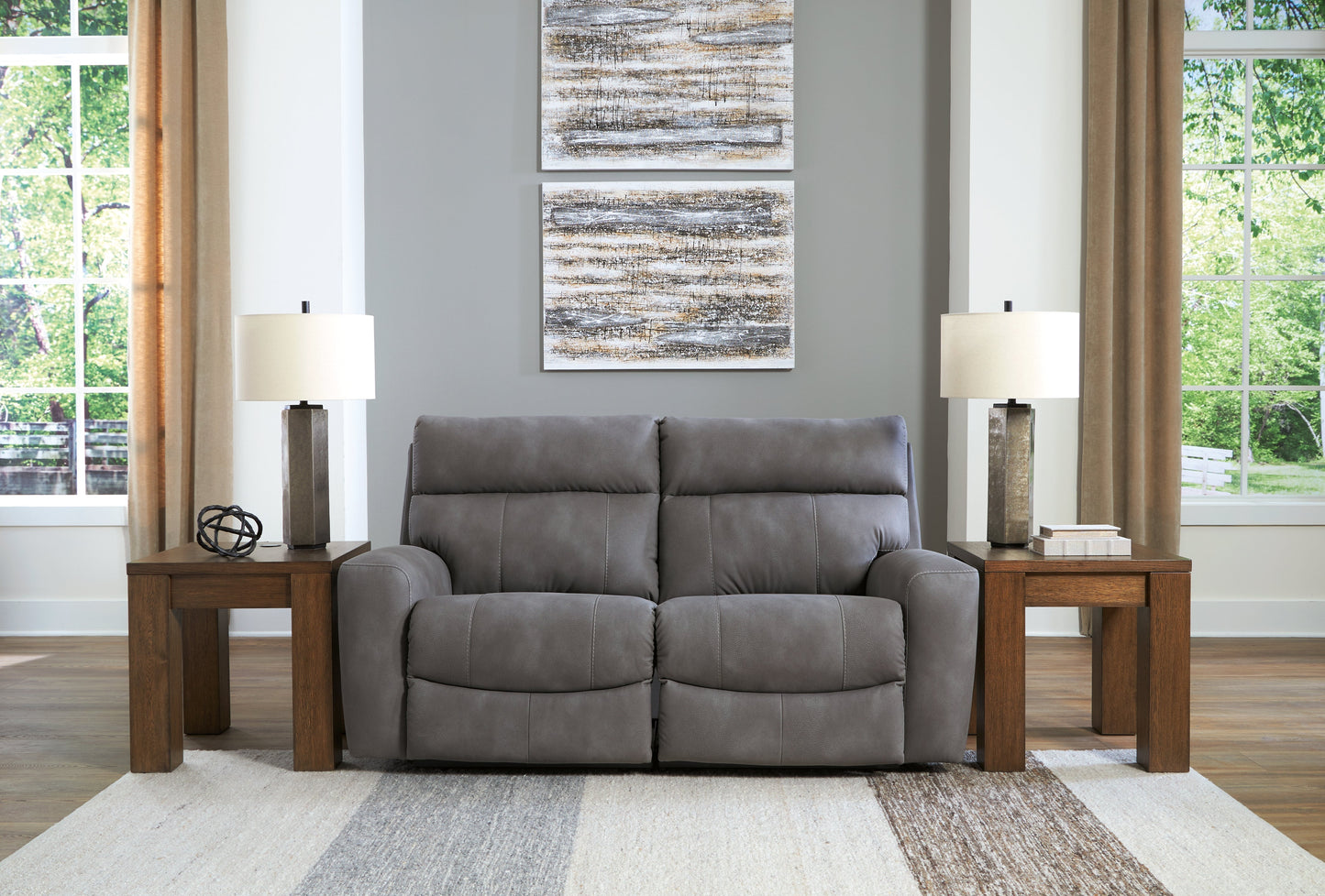 Next-Gen DuraPella Slate 2-Piece Power Reclining Sectional Loveseat