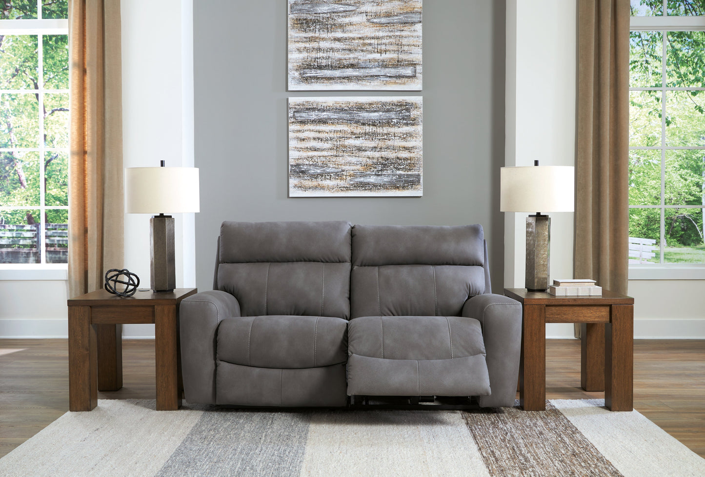 Next-Gen DuraPella Slate 2-Piece Power Reclining Sectional Loveseat