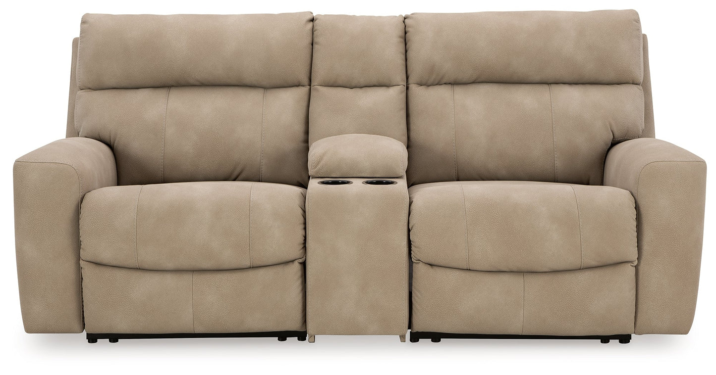 Next-Gen DuraPella Sand 3-Piece Power Reclining Sectional Loveseat with Console