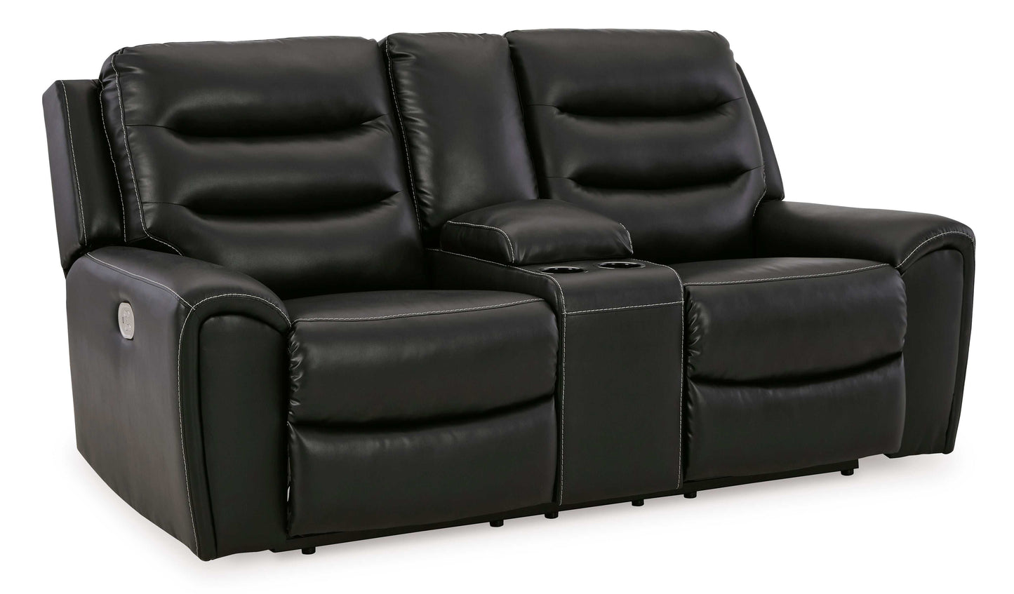 Warlin Black Power Reclining Loveseat w/ Console