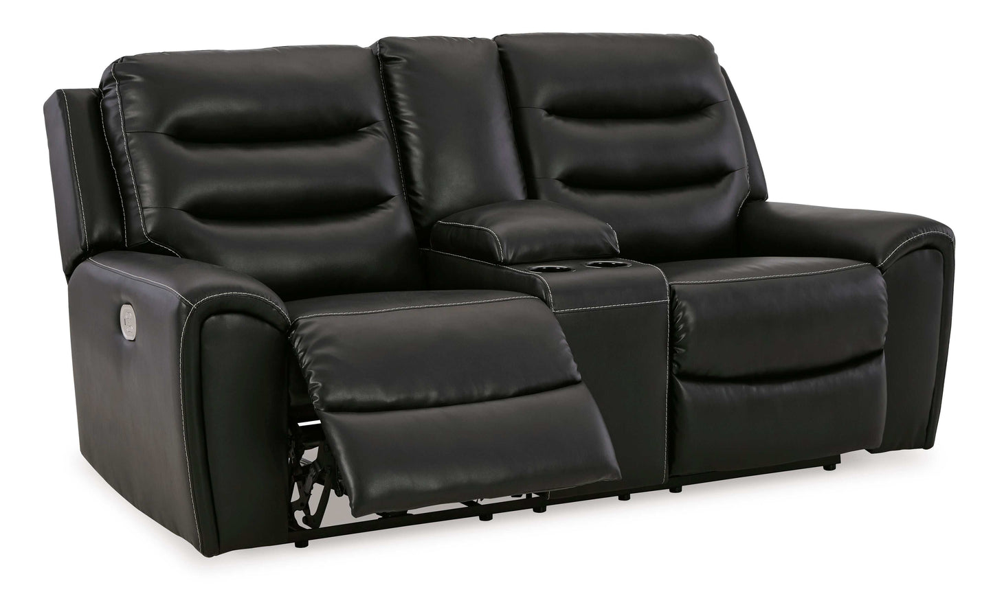 Warlin Black Power Reclining Loveseat w/ Console