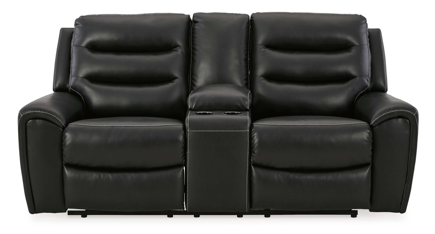 Warlin Black Power Reclining Loveseat w/ Console