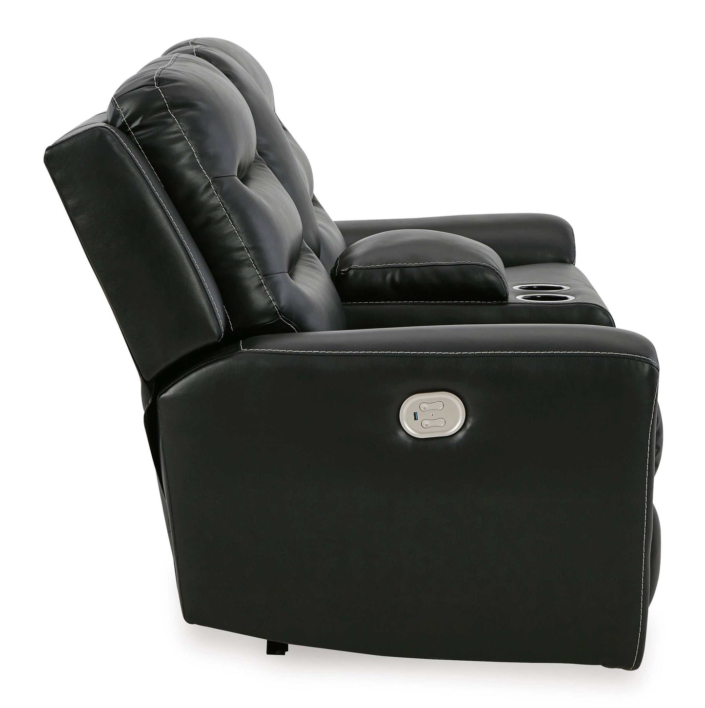 Warlin Black Power Reclining Loveseat w/ Console