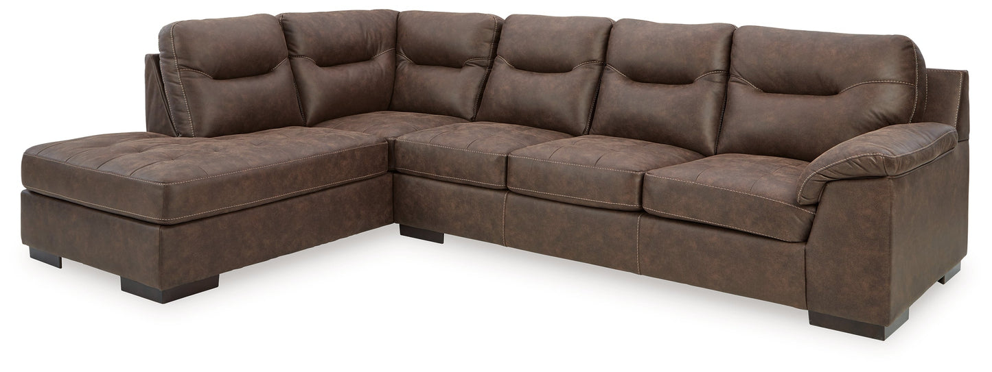 Maderla Walnut 2-Piece Sectional with Chaise