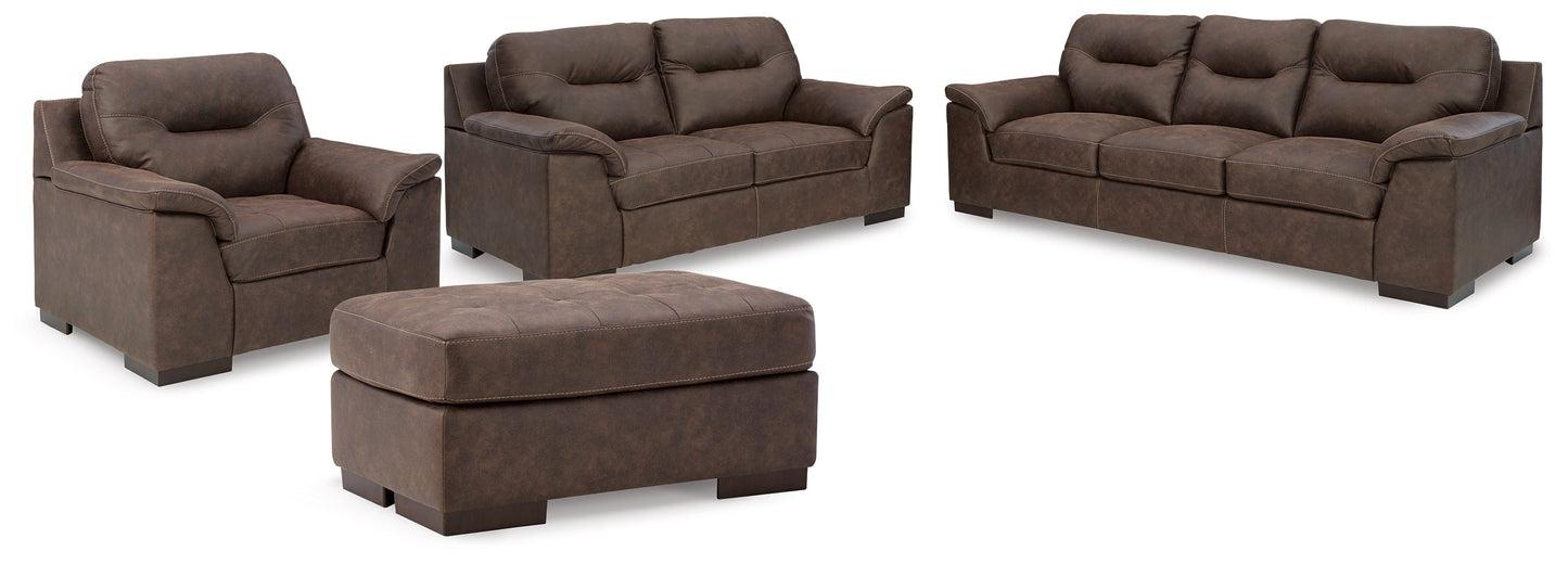 Maderla Walnut Sofa, Loveseat, Chair and Ottoman